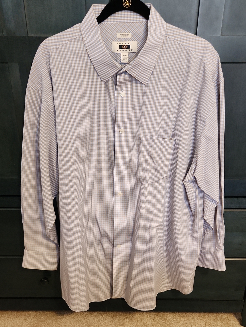 Joseph Abboud Blue and White Checked Dress Shirt